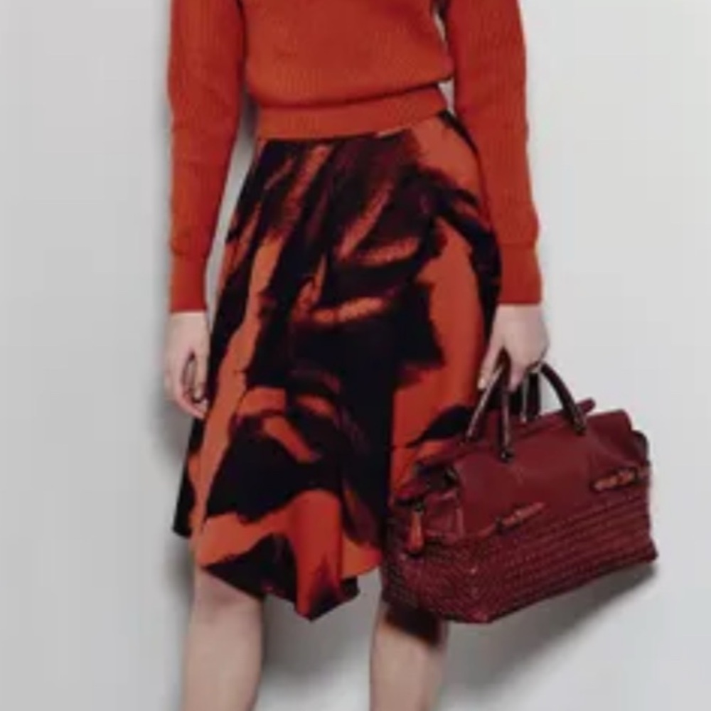Bottega Veneta Skirt Asymmetrical Orange with shadow print